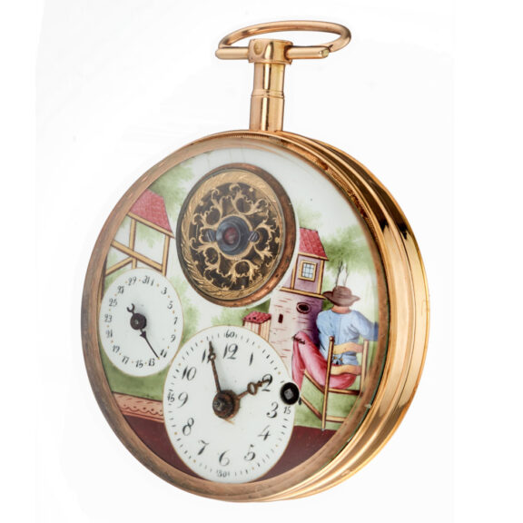 Rare Swiss gold verge with visible balance Circa 1810 Rare Swiss gold verge with visible balance Circa 1810