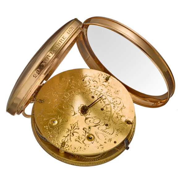 Rare Swiss gold verge with visible balance Circa 1810 Rare Swiss gold verge with visible balance Circa 1810