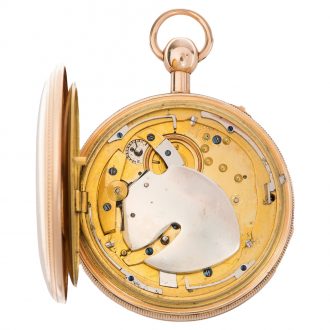 Swiss gold cylinder watch with striking movement Circa 1820