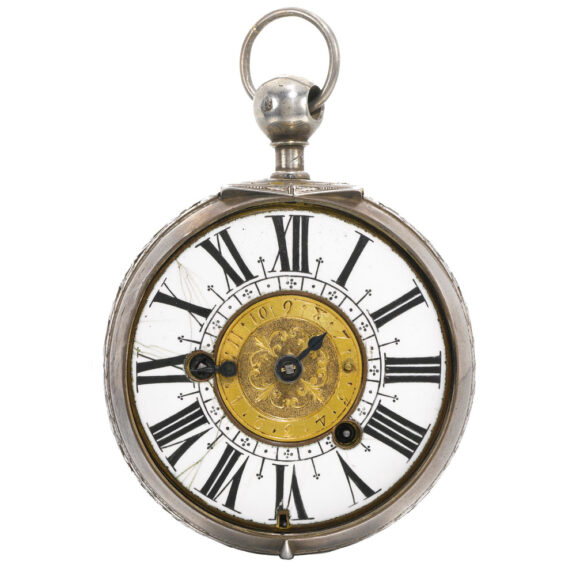 French silver single hand oignon watch with alarm Circa 1700