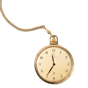 Swiss 18K yellow gold open faced lever pocket watch Circa 1980