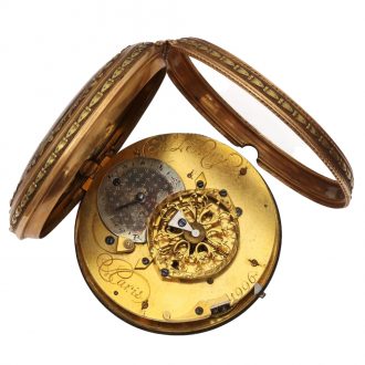 French gold, enamel, pearl set verge pocket watch Circa 1800