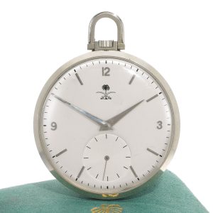 Swiss white gold watch with emblem Saudi Arabia Circa 1940