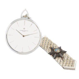 Extra thin Swiss 18 carat white gold watch with fob Circa 1960