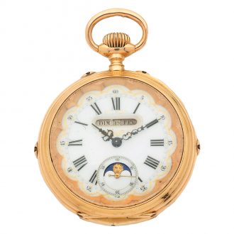 Swiss gold watch with triple calendar and moon phases Circa 1900