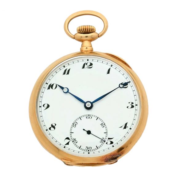 Swiss 18 carat yellow gold keyless pocket watch Circa 1910
