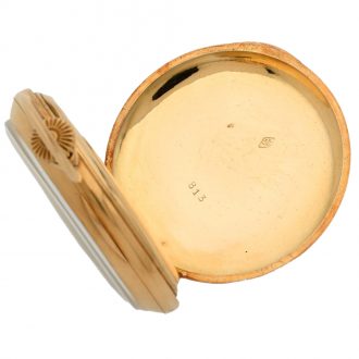 Swiss 18 carat yellow gold keyless pocket watch Circa 1910