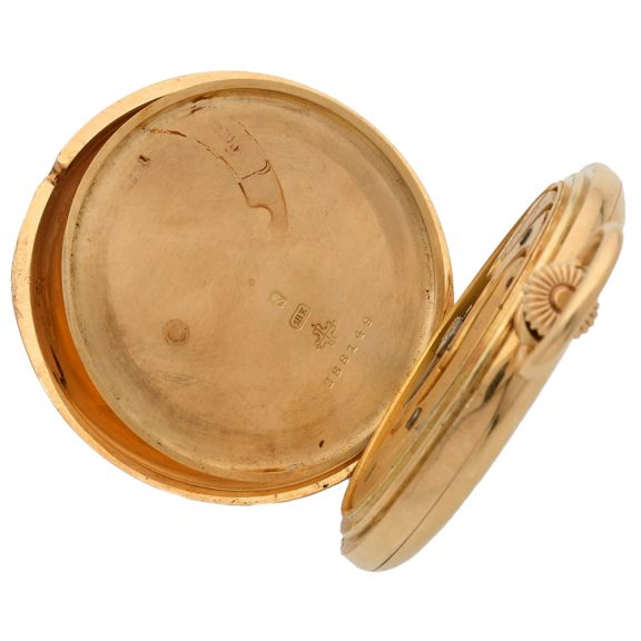 Swiss 18 carat gold hunting cased lever pocket watch Circa 1900 Swiss 18 carat gold hunting cased lever pocket watch Circa 1900