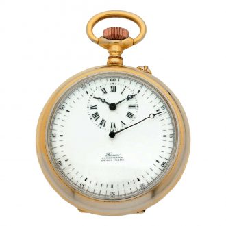 Swiss gold plated pocket watch with one minute tourbillon Circa 1900