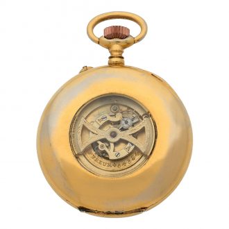 Swiss gold plated pocket watch with one minute tourbillon Circa 1900
