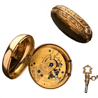 Important English gold pocket chronometer watch Circa 1822 Important English gold pocket chronometer watch Circa 1822
