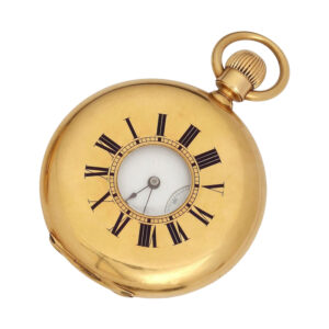 Swiss 18K gold half hunting cased keyless pocket watch Circa 1900