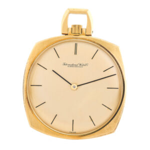 Swiss cushion shaped 18 Carat yellow gold keyless dress watch Circa 1965