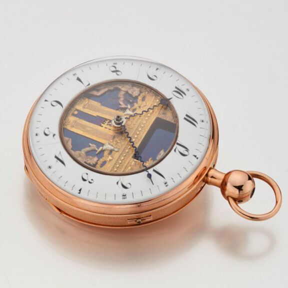 Swiss gold verge with 3 Jacquemarts automaton Circa 1820 Swiss gold verge with 3 Jacquemarts automaton Circa 1820