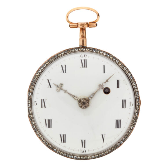 Fine slim French gold and enamel verge watch Circa 1790 Fine slim French gold and enamel verge watch Circa 1790