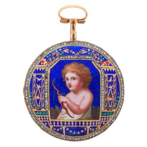 Fine slim French gold and enamel verge watch Circa 1790