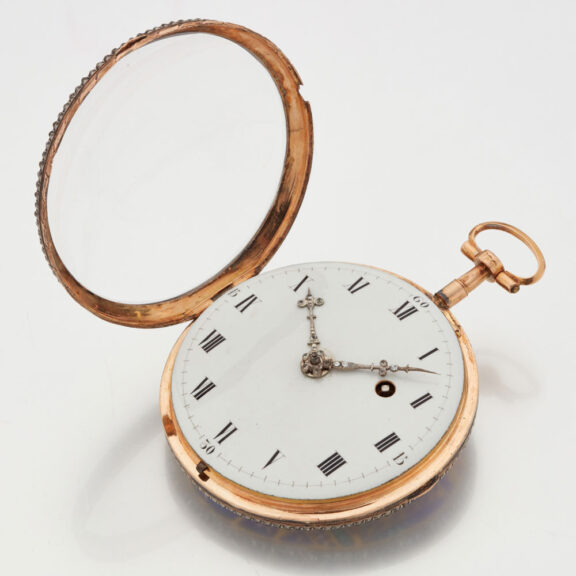 Fine slim French gold and enamel verge watch Circa 1790 Fine slim French gold and enamel verge watch Circa 1790