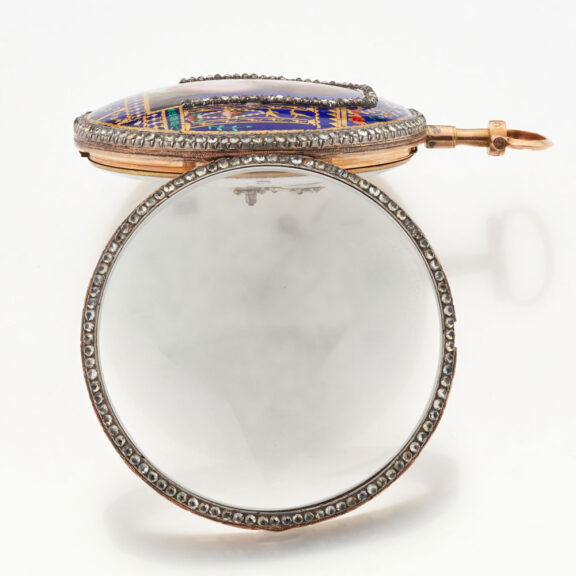 Fine slim French gold and enamel verge watch Circa 1790 Fine slim French gold and enamel verge watch Circa 1790