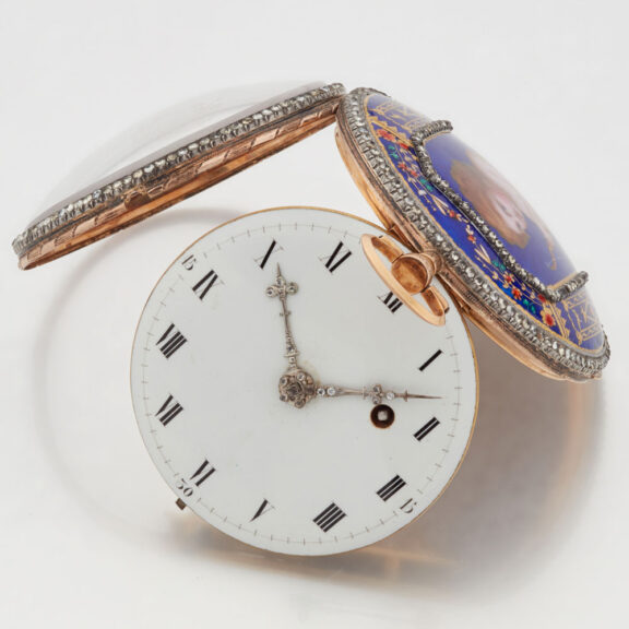 Fine slim French gold and enamel verge watch Circa 1790 Fine slim French gold and enamel verge watch Circa 1790