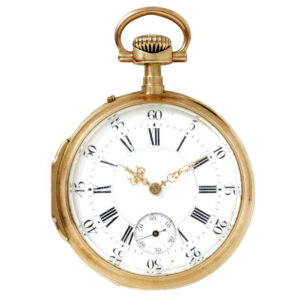 French 18K gold open faced cylinder pocket watch Circa 1900