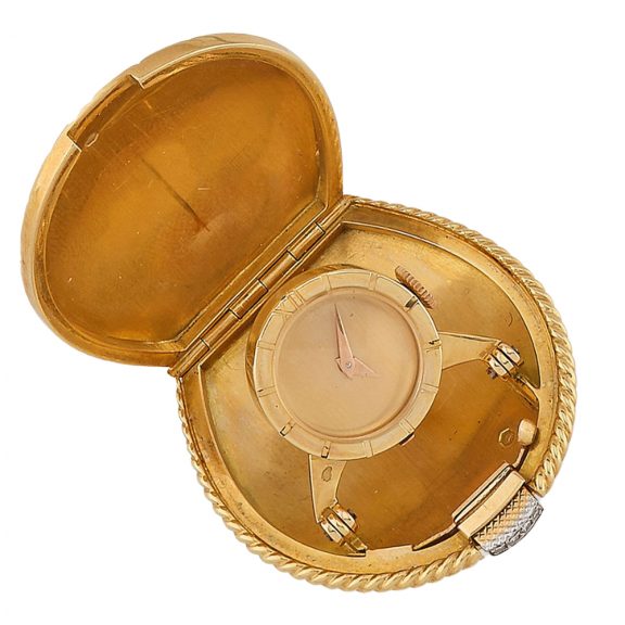 French 18K gold coquille form lever pocket watch Circa 1950