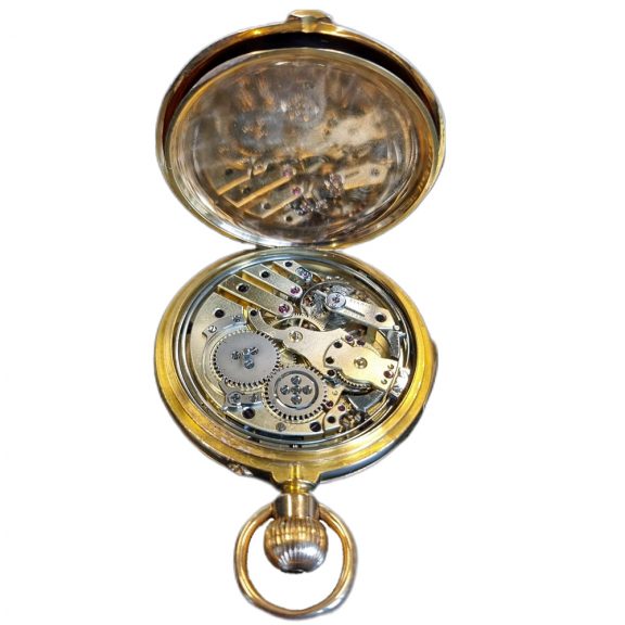 French 18K gold quarter repeating gousset lever watch Circa 1900 French 18K gold quarter repeating gousset lever watch Circa 1900