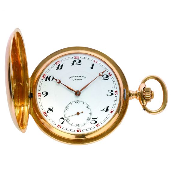 Swiss 18 carat gold full hunter lever pocket watch Circa 1950