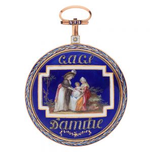 Slim French gold and enamel cylinder watch Circa 1790