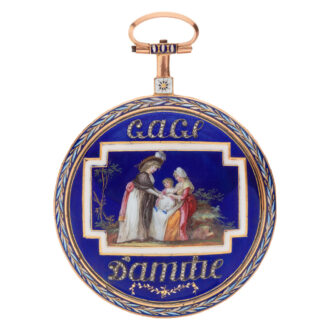 Slim French gold and enamel cylinder watch Circa 1790