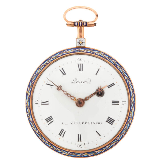 Slim French gold and enamel cylinder watch Circa 1790 Slim French gold and enamel cylinder watch Circa 1790