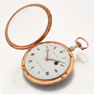 Slim French gold and enamel cylinder watch Circa 1790