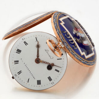 Slim French gold and enamel cylinder watch Circa 1790