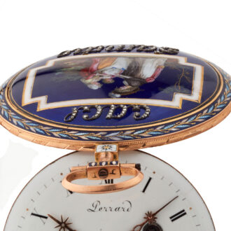 Slim French gold and enamel cylinder watch Circa 1790