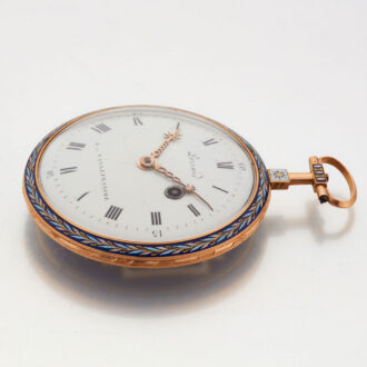 Slim French gold and enamel cylinder watch Circa 1790