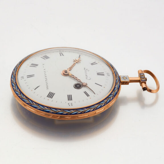 Slim French gold and enamel cylinder watch Circa 1790 Slim French gold and enamel cylinder watch Circa 1790