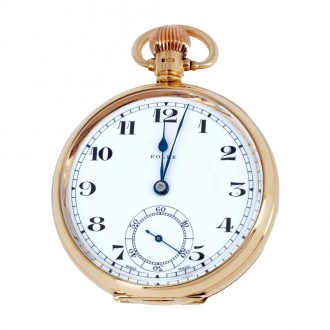 Swiss 9K yellow gold open faced lever pocket watch Circa 1935