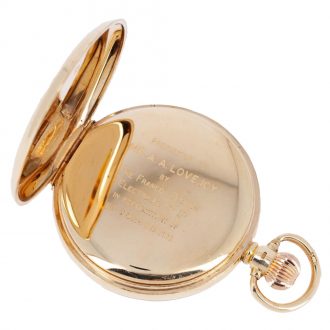 Swiss 9K yellow gold open faced lever pocket watch Circa 1935