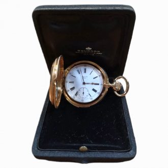 Swiss gold hunting cased quarter repeating lever Circa 1850