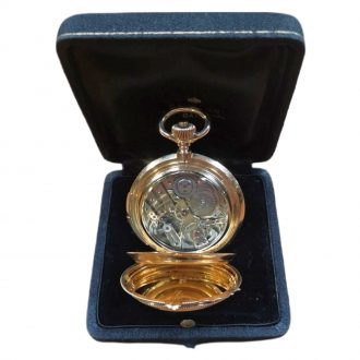 Swiss gold hunting cased quarter repeating lever Circa 1850