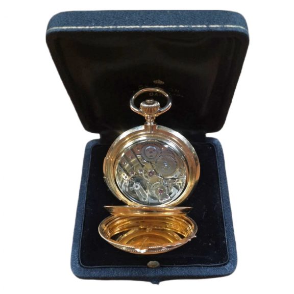 Swiss gold hunting cased quarter repeating lever Circa 1850 Swiss gold hunting cased quarter repeating lever Circa 1850