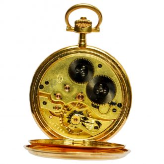 Swiss 18K yellow gold hunting cased lever watch Circa 1910