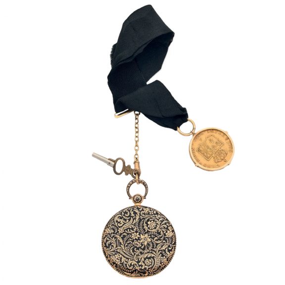 Gold cylinder pocket watch with matching chatelaine Circa 1850 Gold cylinder pocket watch with matching chatelaine Circa 1850