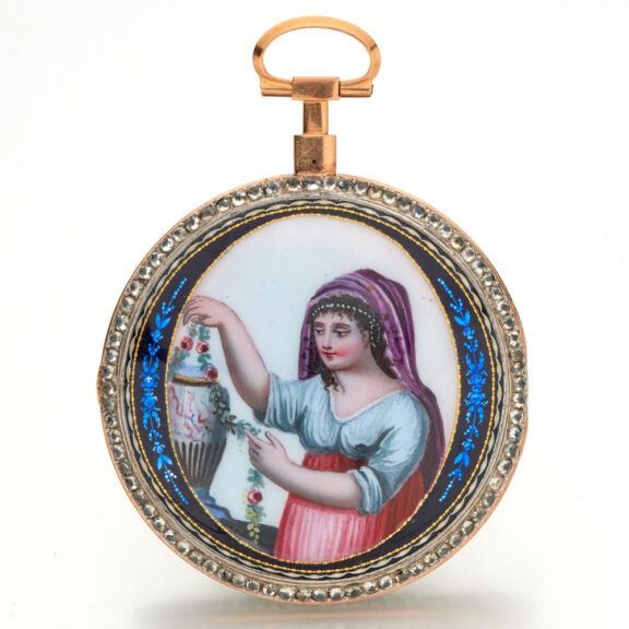 Slim French gold and enamel virgule watch Circa 1790 Slim French gold and enamel virgule watch Circa 1790