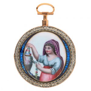 Slim French gold and enamel virgule watch Circa 1790