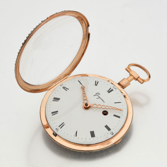 Slim French gold and enamel virgule watch Circa 1790 Slim French gold and enamel virgule watch Circa 1790