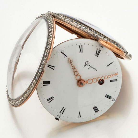 Slim French gold and enamel virgule watch Circa 1790 Slim French gold and enamel virgule watch Circa 1790