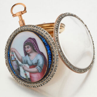 Slim French gold and enamel virgule watch Circa 1790