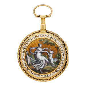 French 18K gold and enamel decorated verge watch Circa 1790