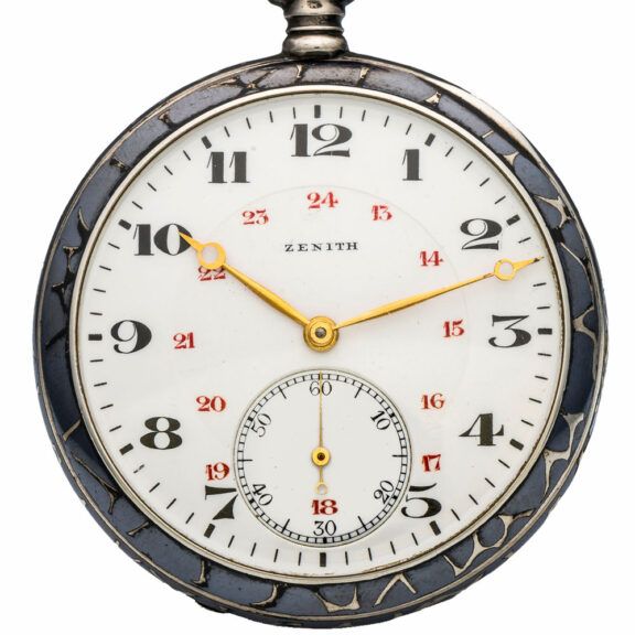 Rare Swiss silver and niëllo pocket watch Circa 1905 Rare Swiss silver and niëllo pocket watch Circa 1905