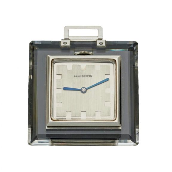 French metal open faced Art Deco square pocket watch Circa 1934